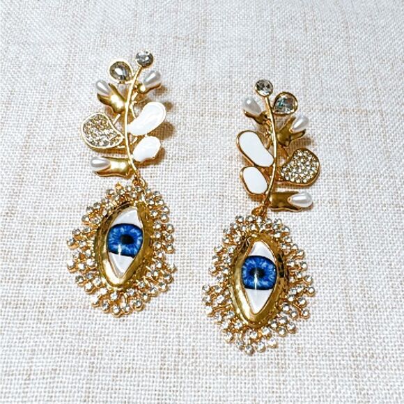 Vintage evil eye earrings N485 - Picture 2 of 4